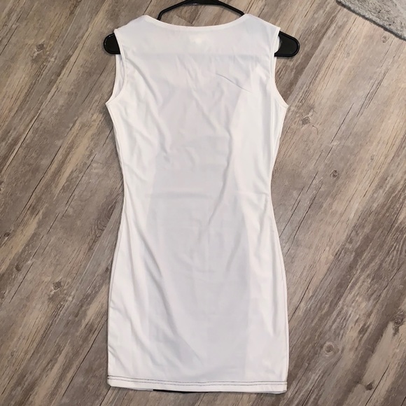 White Bodycon TOBI Dress with faux leather detail - Picture 2 of 5